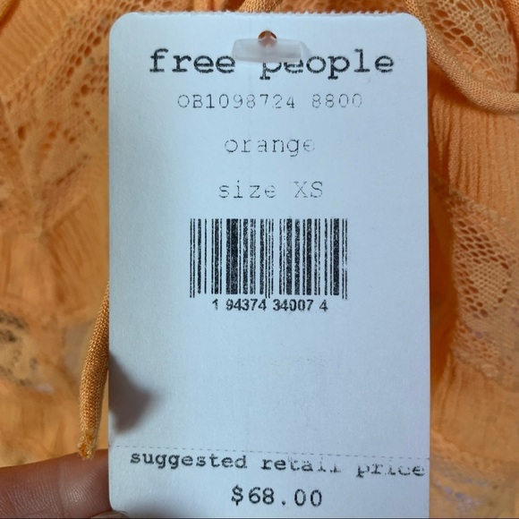 NWT FREE PEOPLE Home Again Cami Crop Top XS X-Small Off Shoulder Ruffle Orange - Picture 10 of 13